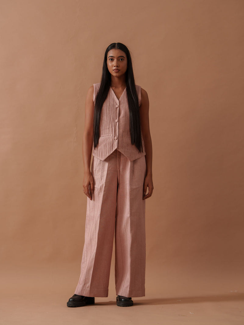 Sunflower Pants Pink handwoven cotton pant/trouser by Stoique in pink for women in Singapore