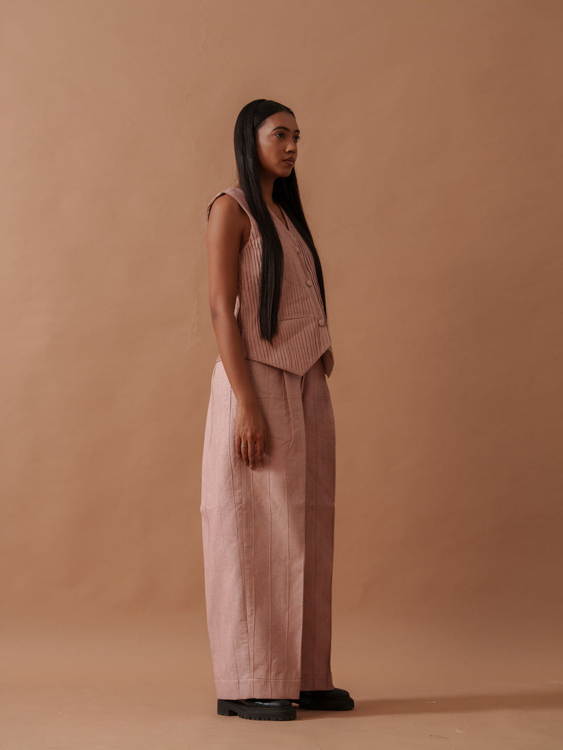 Sunflower Pants Pink handwoven cotton pant/trouser by Stoique in pink for women in Singapore
