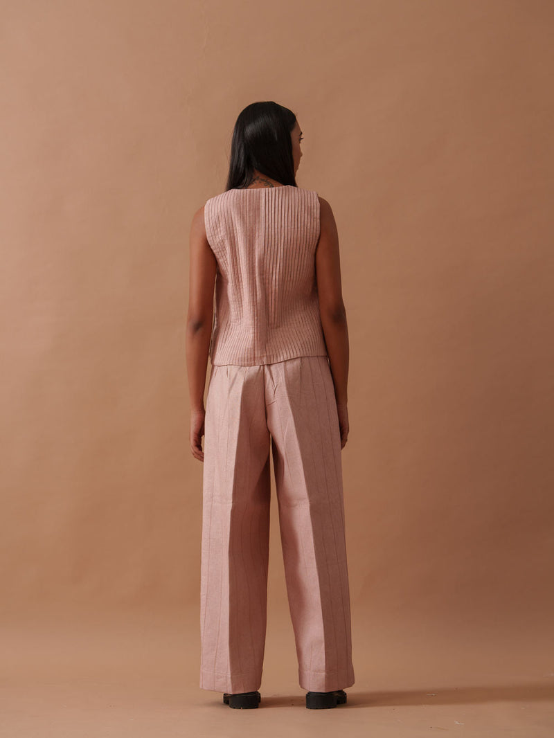 Sunflower Pants Pink handwoven cotton pant/trouser by Stoique in pink for women in Singapore