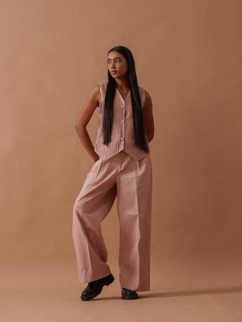 Sunflower Vest Pink handwoven cotton top/shirt by Stoique in pink for women in Singapore