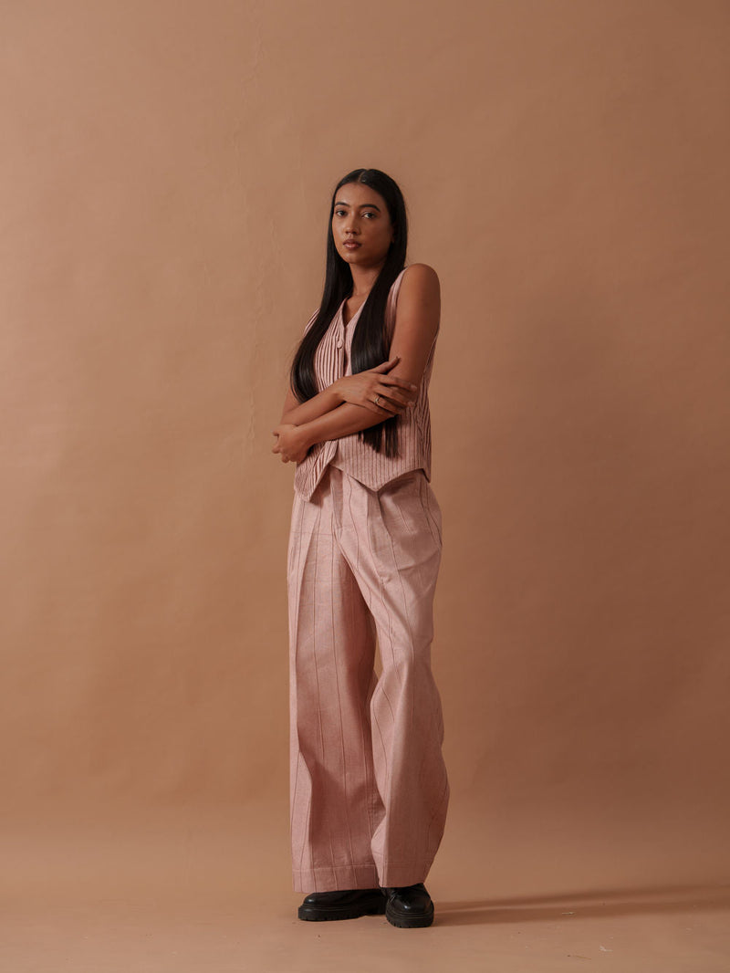 Sunflower Pants Pink handwoven cotton pant/trouser by Stoique in pink for women in Singapore