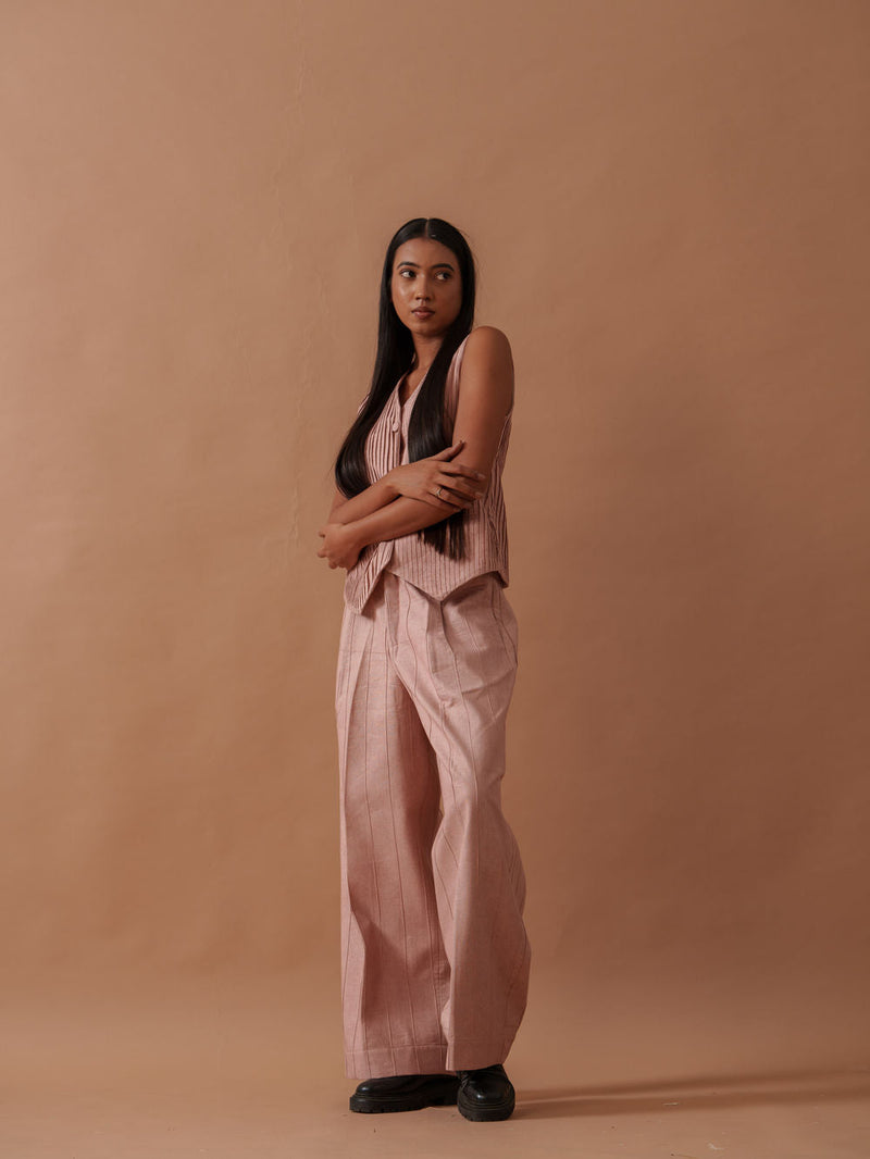 Sunflower Pants Pink handwoven cotton pant/trouser by Stoique in pink for women in Singapore