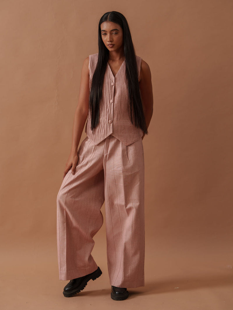 Sunflower Vest Pink handwoven cotton top/shirt by Stoique in pink for women in Singapore
