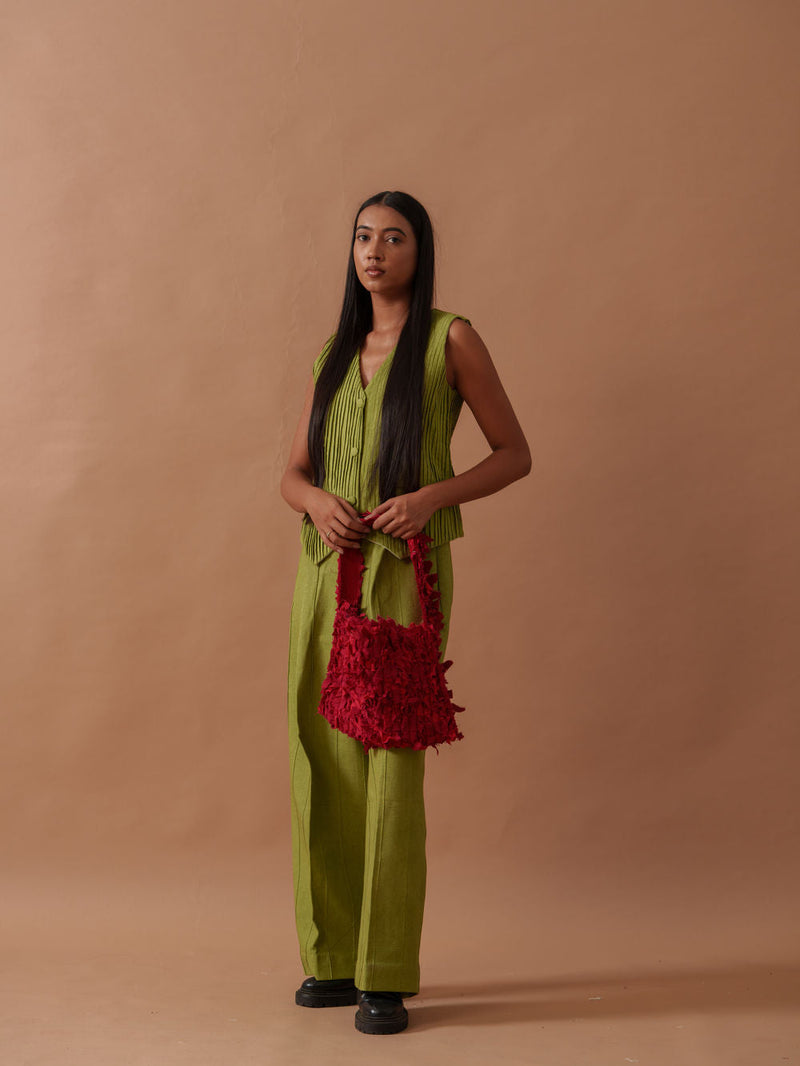 Sunflower Pants handwoven cotton pant/trouser by Stoique in green for women in Singapore