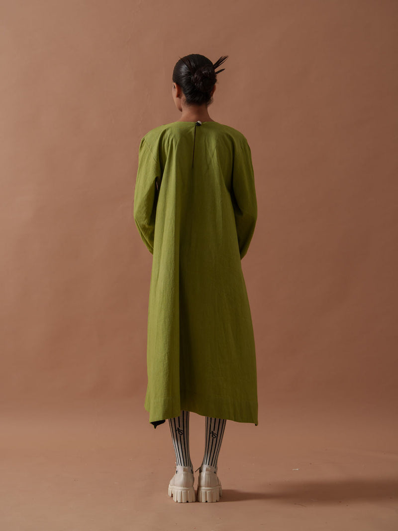 Primrose Dress handwoven cotton dress by Stoique in green, black for women in Singapore