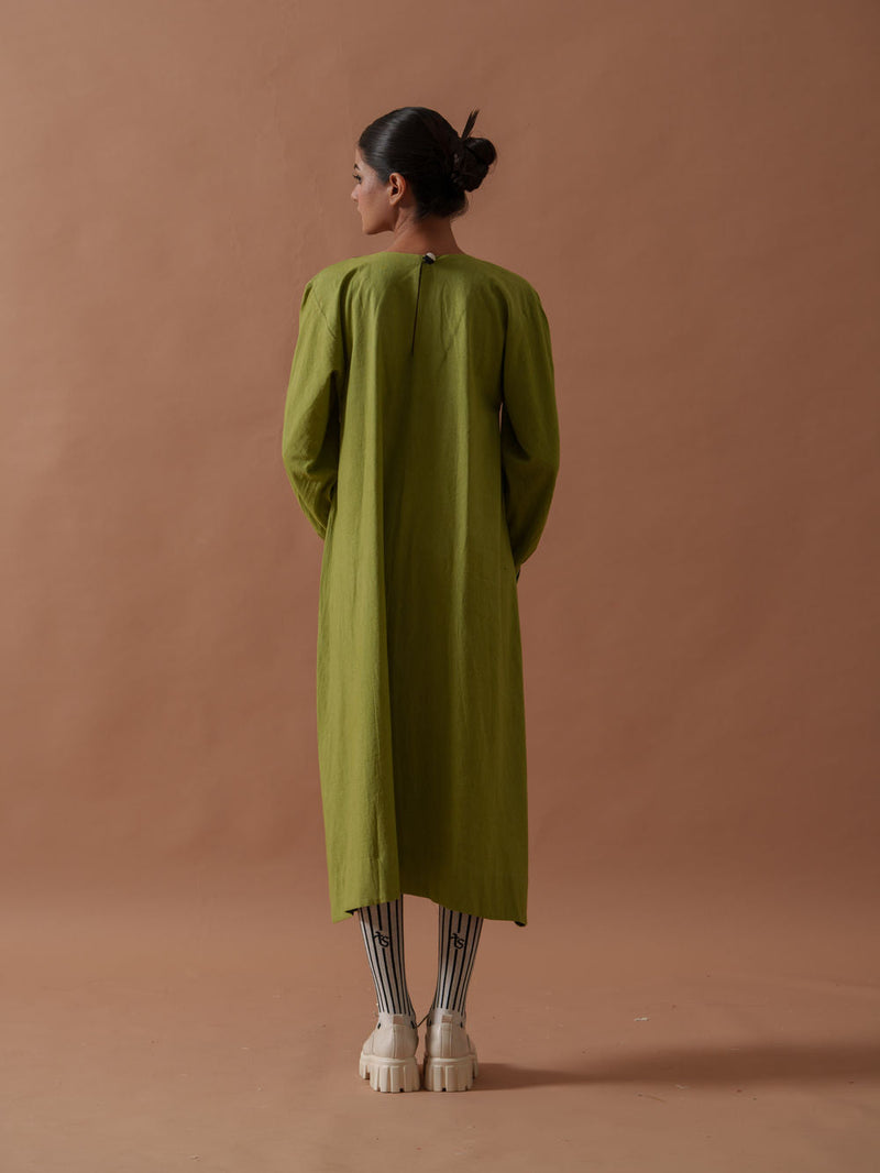 Primrose Dress handwoven cotton dress by Stoique in green, black for women in Singapore