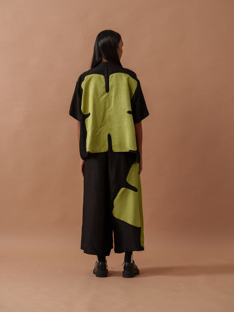 Gunpowder Flo Shirt mysore silk top/shirt by Stoique in green, black for women in Singapore