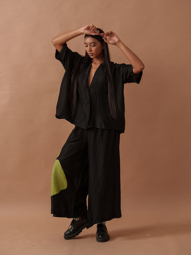 Gunpowder Flo Pants mysore silk pant/trouser by Stoique in green, black for women in Singapore