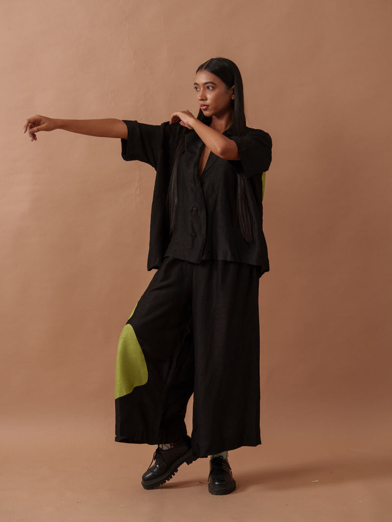 Gunpowder Flo Pants mysore silk pant/trouser by Stoique in green, black for women in Singapore