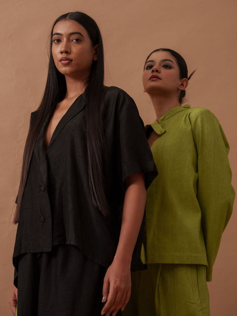 Sunflower Jacket handwoven cotton jacket/overlay by Stoique in green for women in Singapore