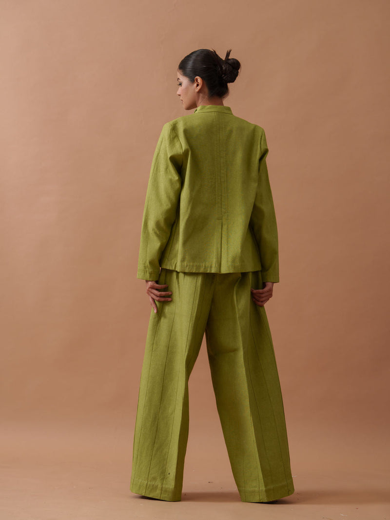 Sunflower Jacket handwoven cotton jacket/overlay by Stoique in green for women in Singapore