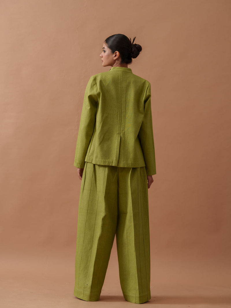Sunflower Jacket handwoven cotton jacket/overlay by Stoique in green for women in Singapore