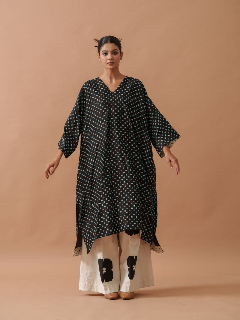 Morning Glory upada silk top/shirt by Stoique in black, blue, ivory for women in Singapore