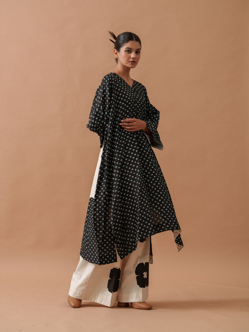 Morning Glory upada silk top/shirt by Stoique in black, blue, ivory for women in Singapore