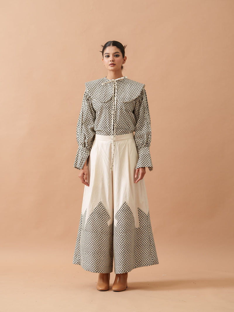 Lotus Top handwoven cotton top/shirt by Stoique in natural, black for women in Singapore