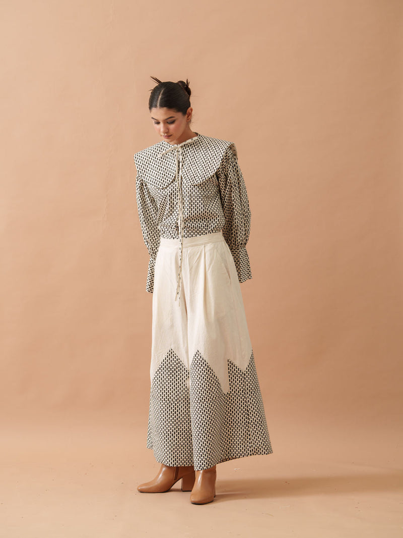 Lotus Top handwoven cotton top/shirt by Stoique in natural, black for women in Singapore