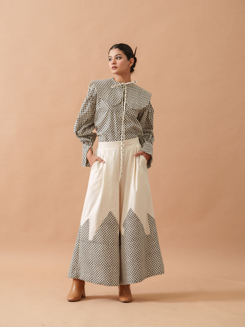 Lotus Top handwoven cotton top/shirt by Stoique in natural, black for women in Singapore