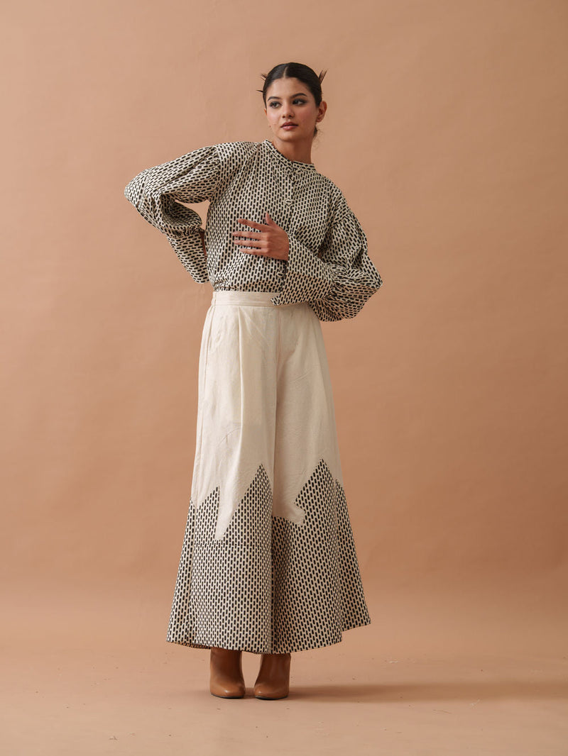 Lotus Top handwoven cotton top/shirt by Stoique in natural, black for women in Singapore