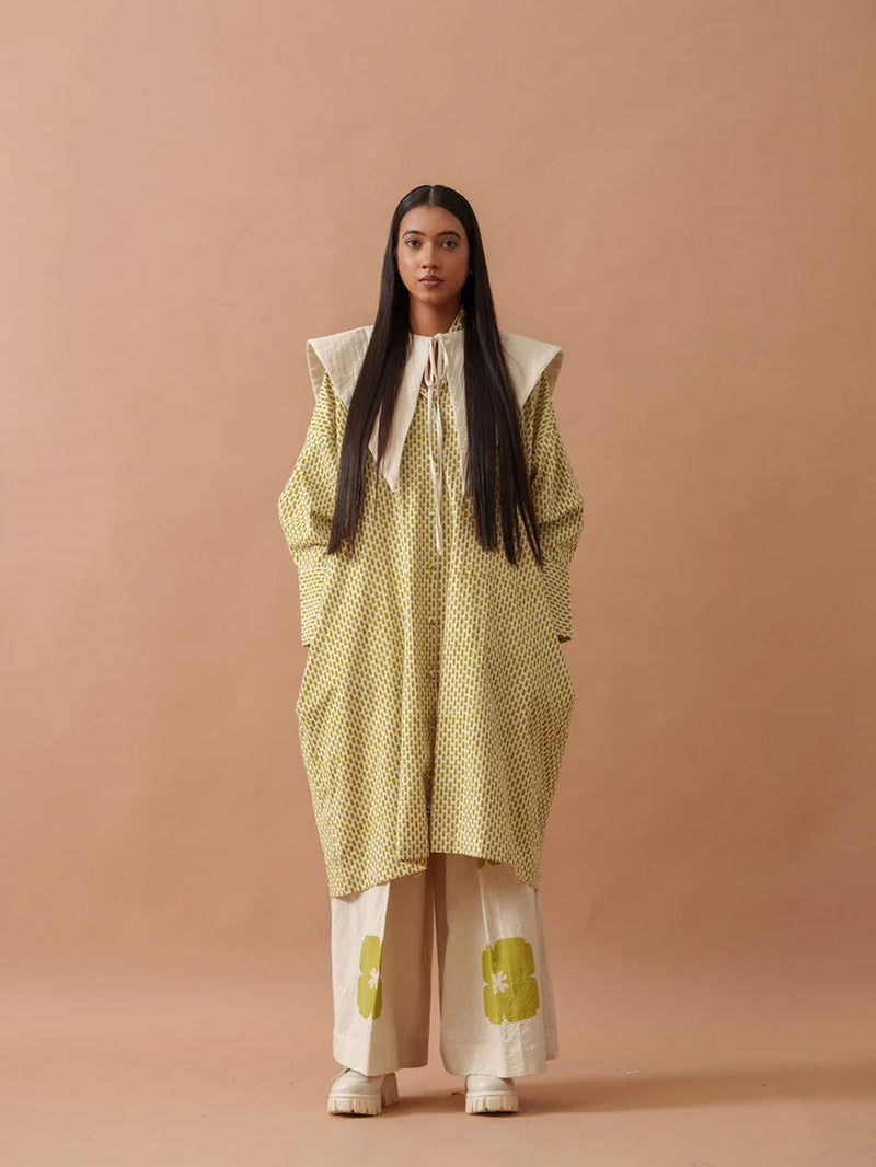 Snowdrop Pants handwoven cotton pant/trouser by Stoique in natural, green for women in Singapore
