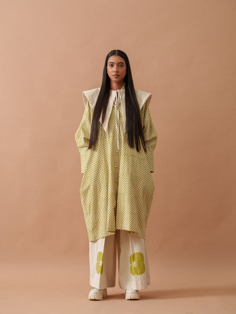 Iris Dress handwoven cotton dress by Stoique in natural, green for women in Singapore