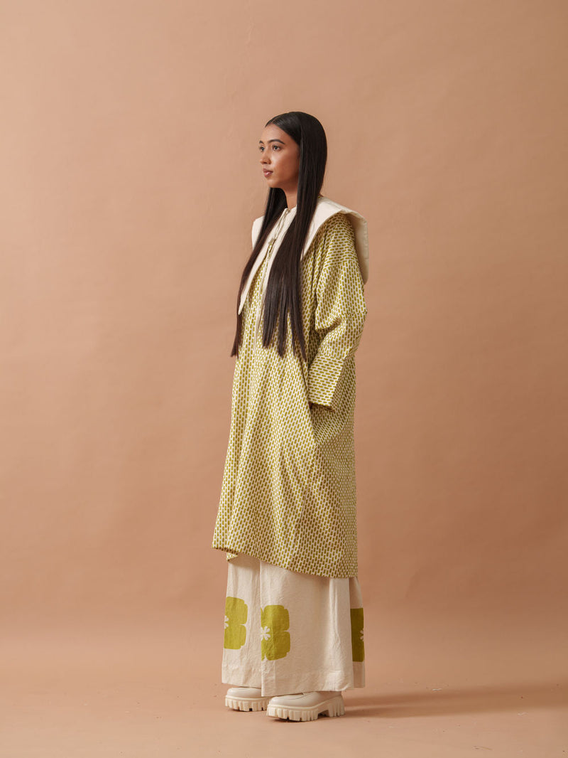Iris Dress handwoven cotton dress by Stoique in natural, green for women in Singapore
