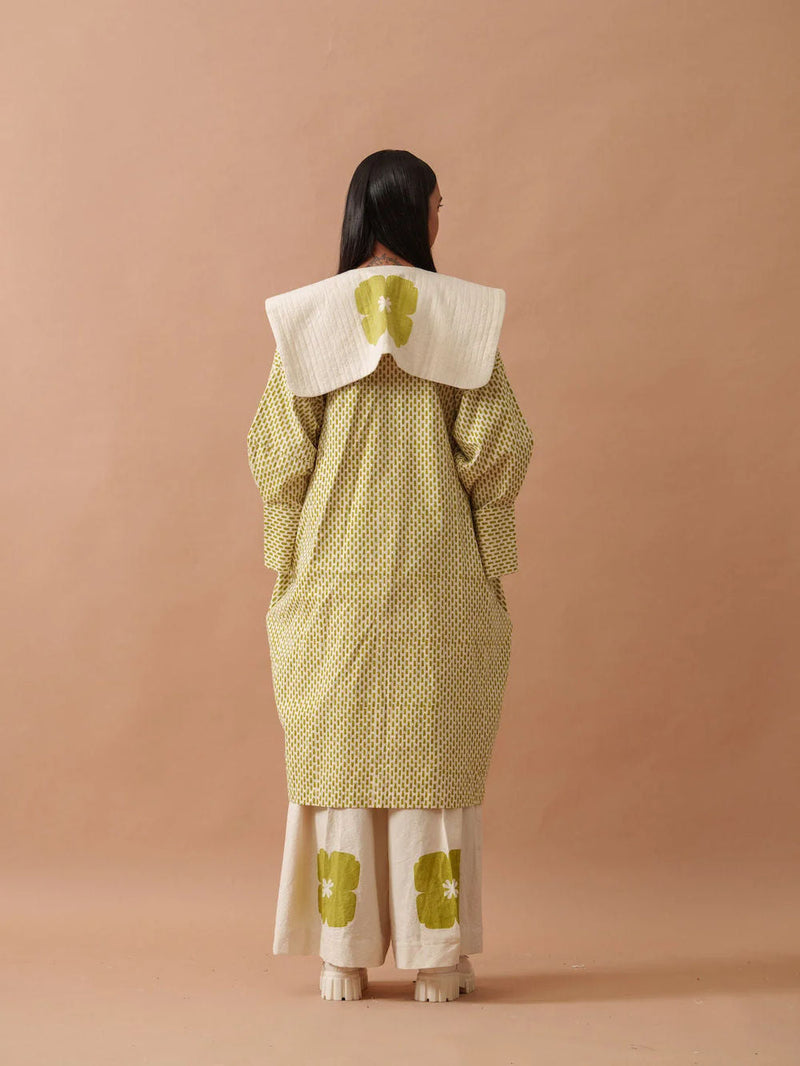 Snowdrop Pants handwoven cotton pant/trouser by Stoique in natural, green for women in Singapore