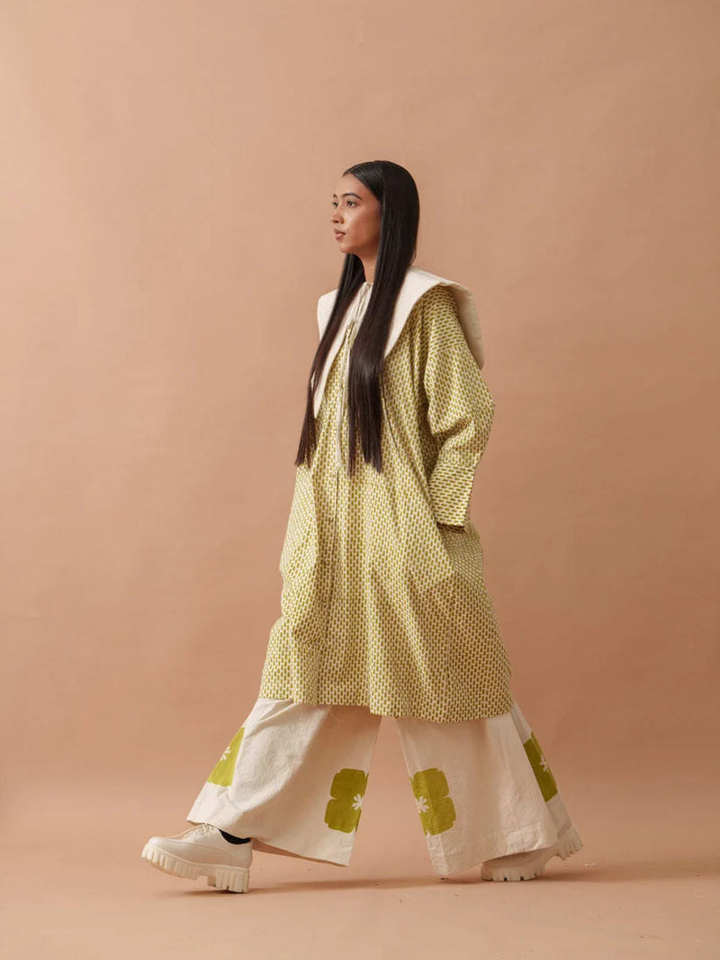 Snowdrop Pants handwoven cotton pant/trouser by Stoique in natural, green for women in Singapore