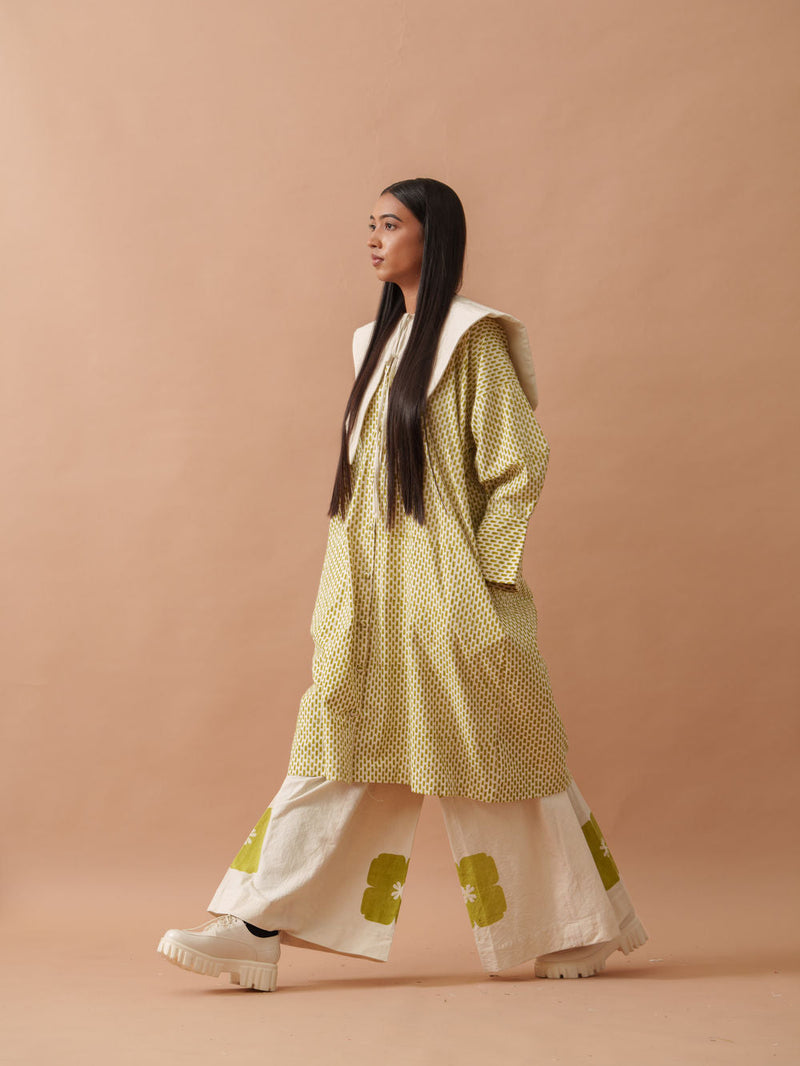 Iris Dress handwoven cotton dress by Stoique in natural, green for women in Singapore