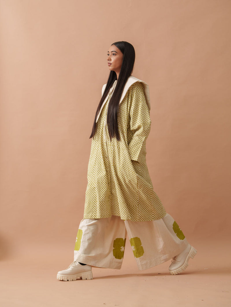 Iris Dress handwoven cotton dress by Stoique in natural, green for women in Singapore