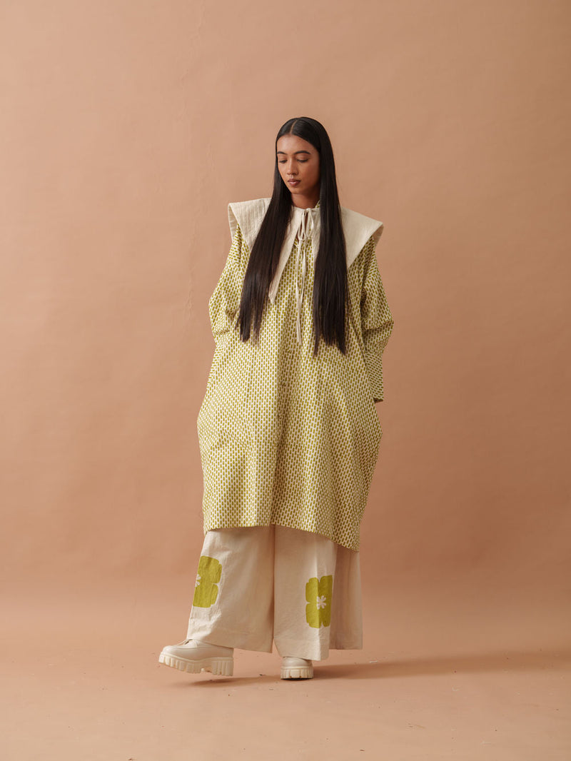 Iris Dress handwoven cotton dress by Stoique in natural, green for women in Singapore