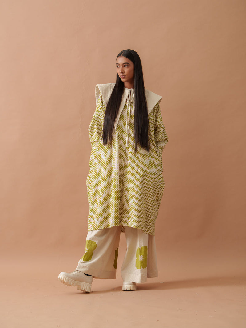 Iris Dress handwoven cotton dress by Stoique in natural, green for women in Singapore