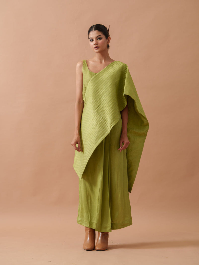 Tulip Silk Dress mysore silk dress by Stoique in green for women in Singapore
