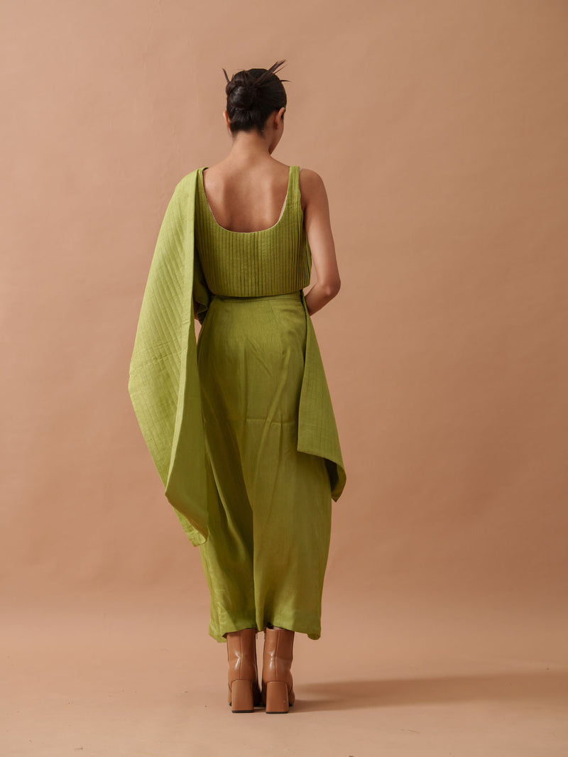 Tulip Silk Dress mysore silk dress by Stoique in green for women in Singapore