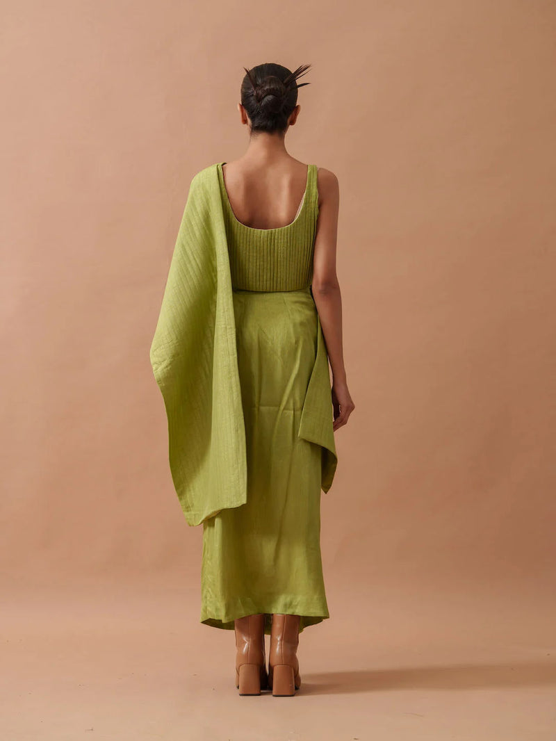 Sunflower Top handwoven cotton top/shirt by Stoique in green for women in Singapore