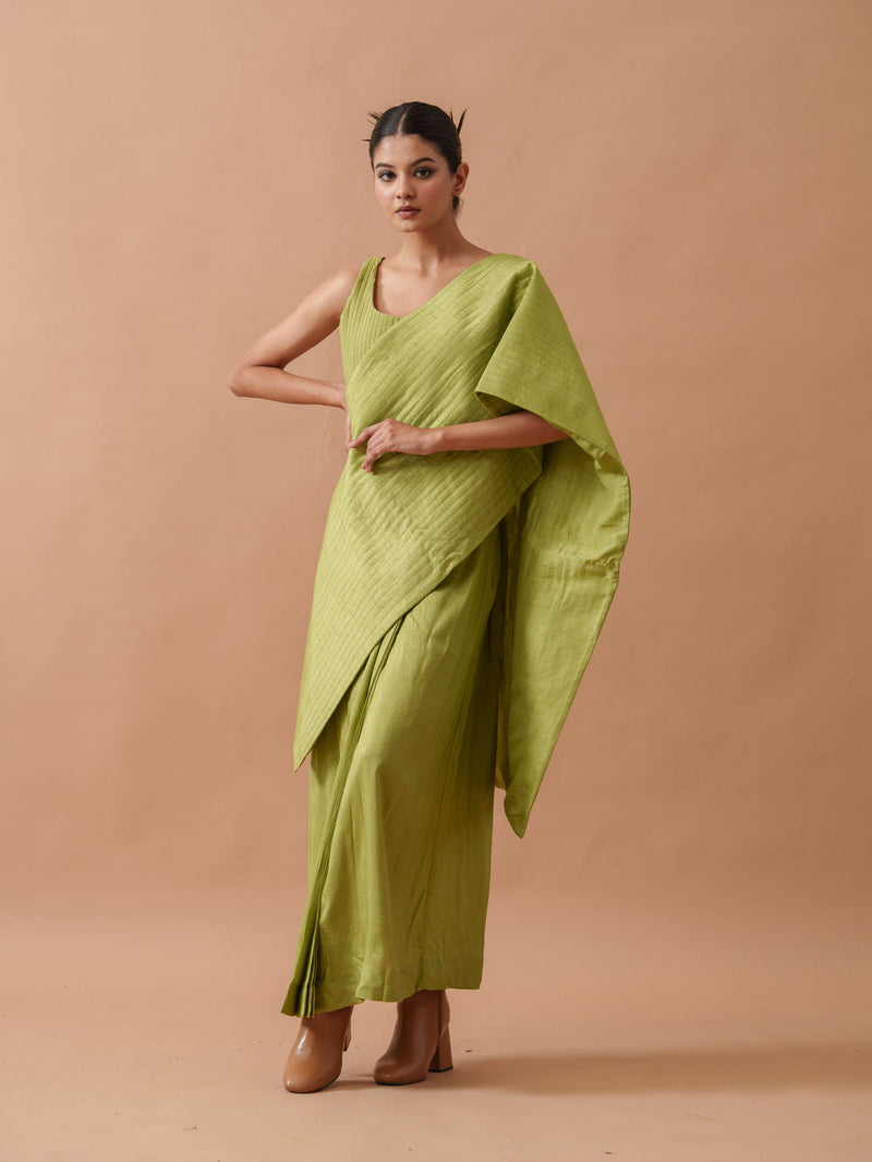 Tulip Silk Dress mysore silk dress by Stoique in green for women in Singapore