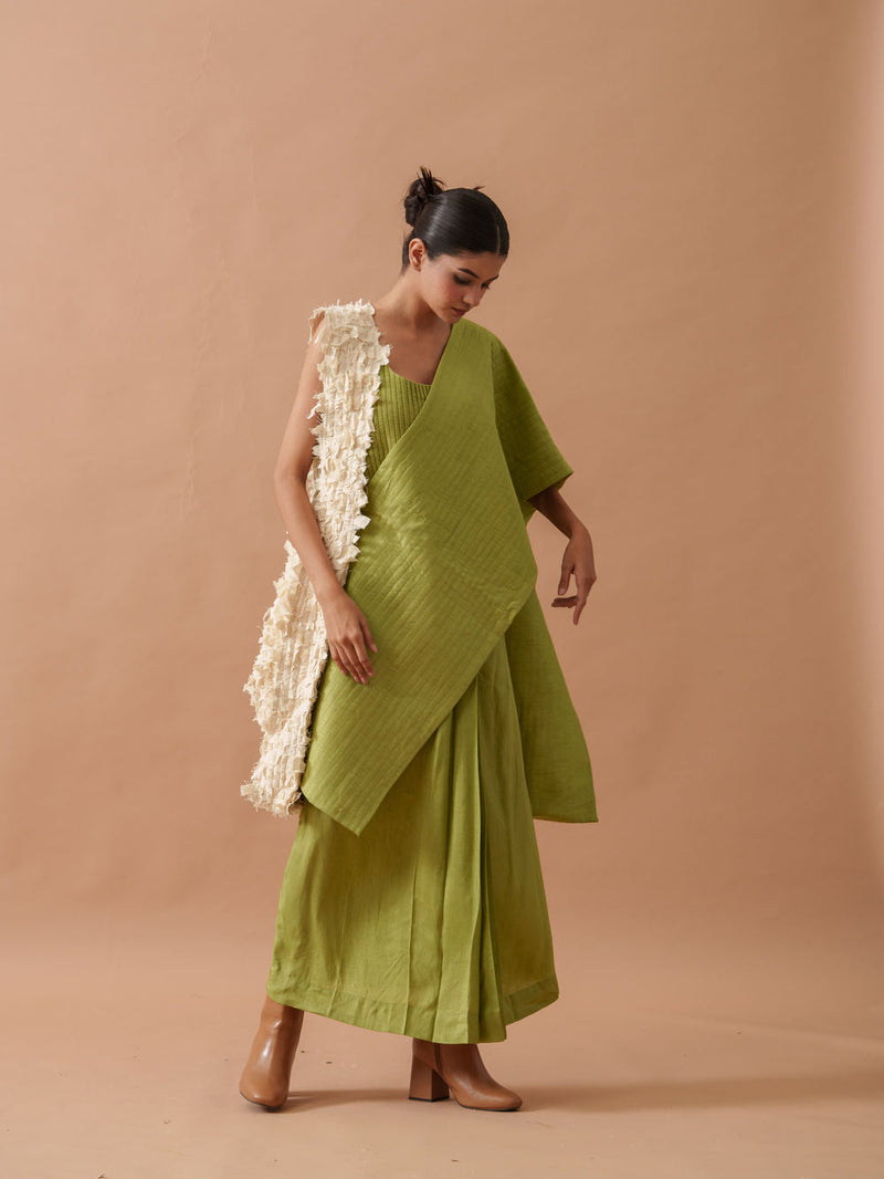 Tulip Silk Dress mysore silk dress by Stoique in green for women in Singapore
