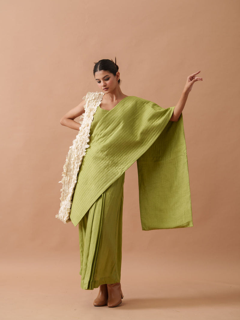 Tulip Silk Dress mysore silk dress by Stoique in green for women in Singapore