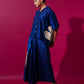 Flamingo app skirt-Blue + Grey upada silk skirts by Stoique in blue, grey for women in Singapore