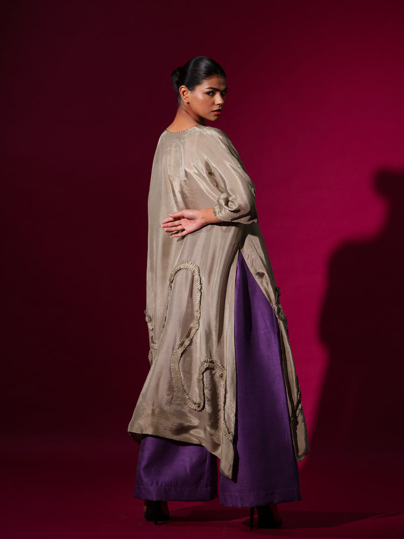 Luck Pants -Purple mysore silk pants/trousers by Stoique in purple for women in Singapore