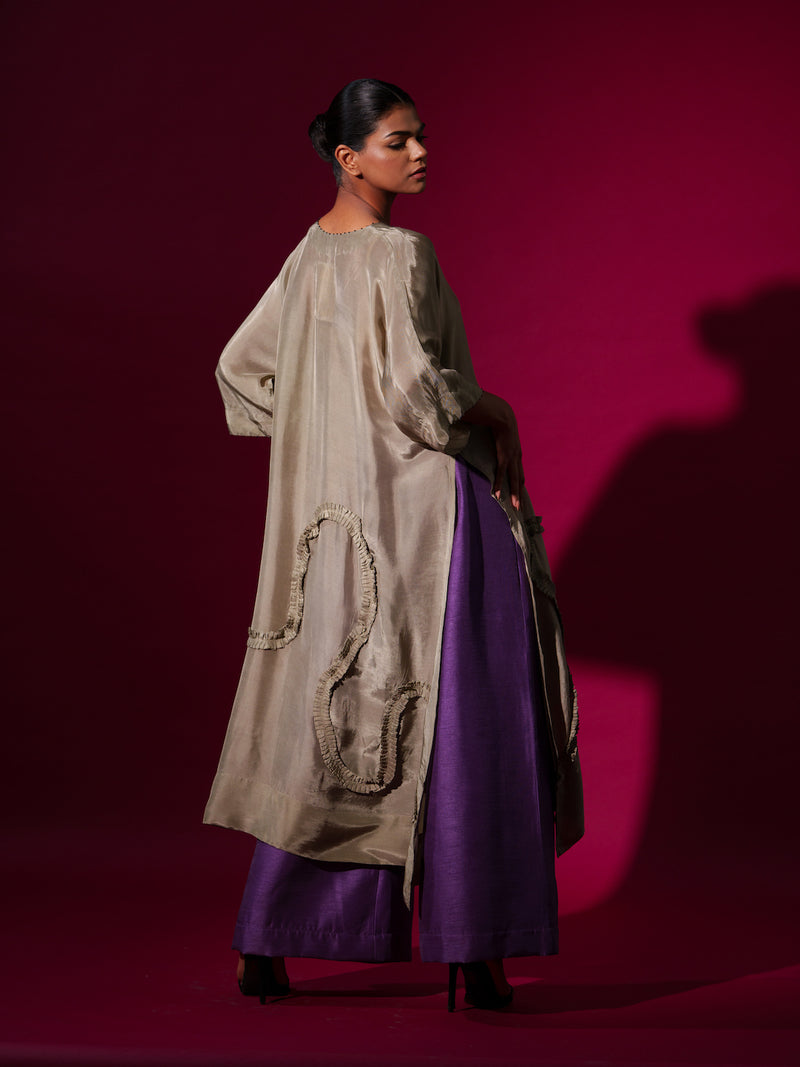 Flamingo Tunic-Grey upada silk kaftans and tunics by Stoique in grey for women in Singapore