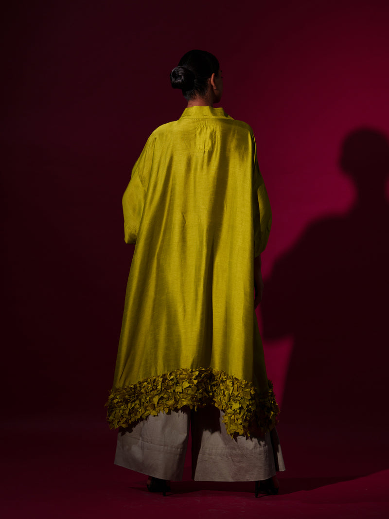 Flax Tunic-Leaf Green mysore silk kaftans and tunics by Stoique in leaf green for women in Singapore