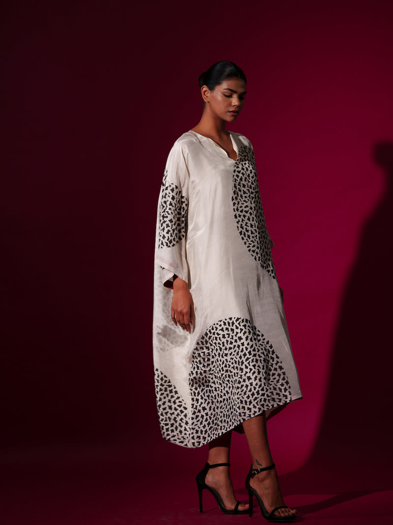 Pri Dress-Natural + Black upada silk dresses by Stoique in natural, black for women in Singapore