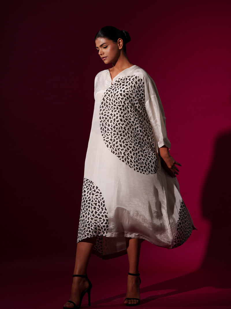 Pri Dress-Natural + Black upada silk dresses by Stoique in natural, black for women in Singapore