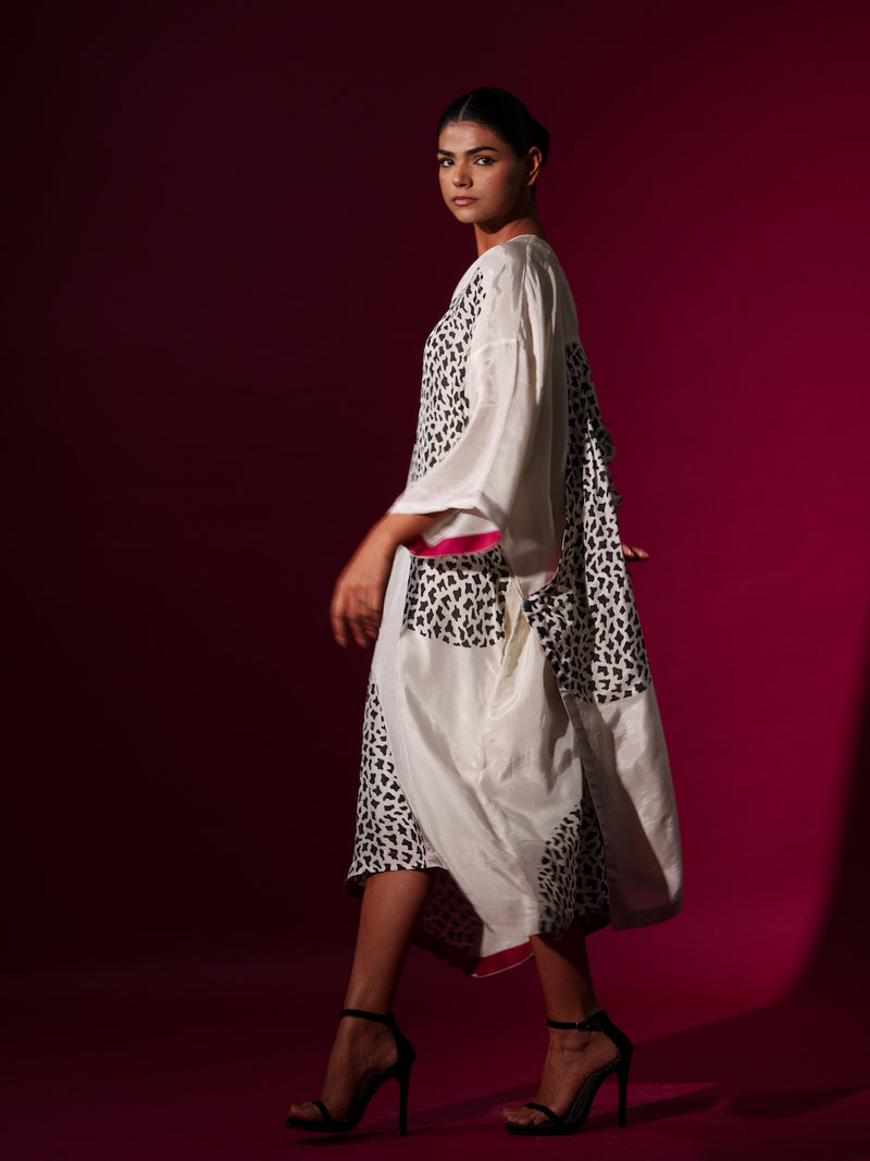 Pri Dress-Natural + Black upada silk dresses by Stoique in natural, black for women in Singapore