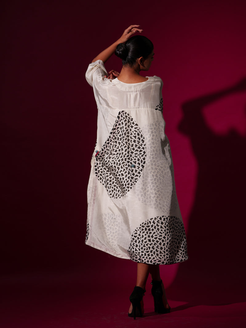 Pri Dress-Natural + Black upada silk dresses by Stoique in natural, black for women in Singapore