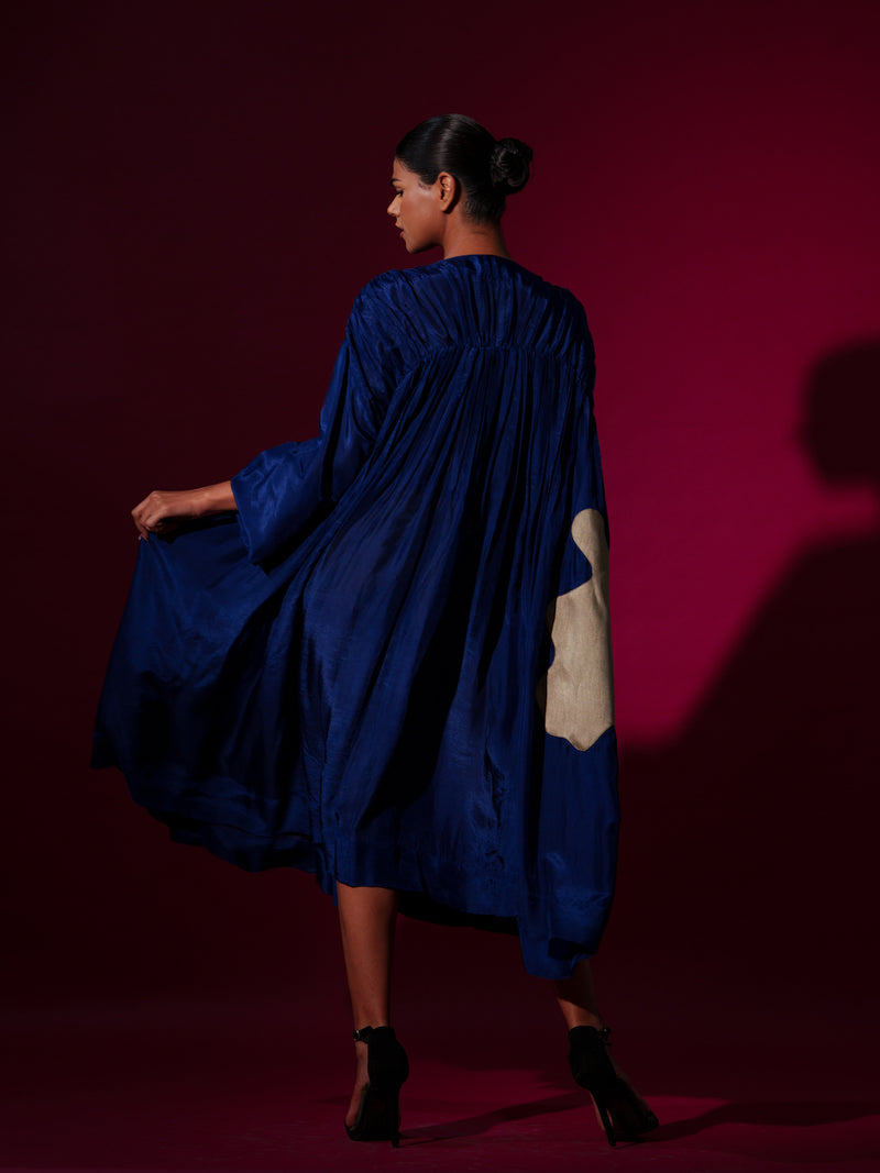 Rose Dress-Blue + Grey mysore silk dresses by Stoique in blue, grey for women in Singapore