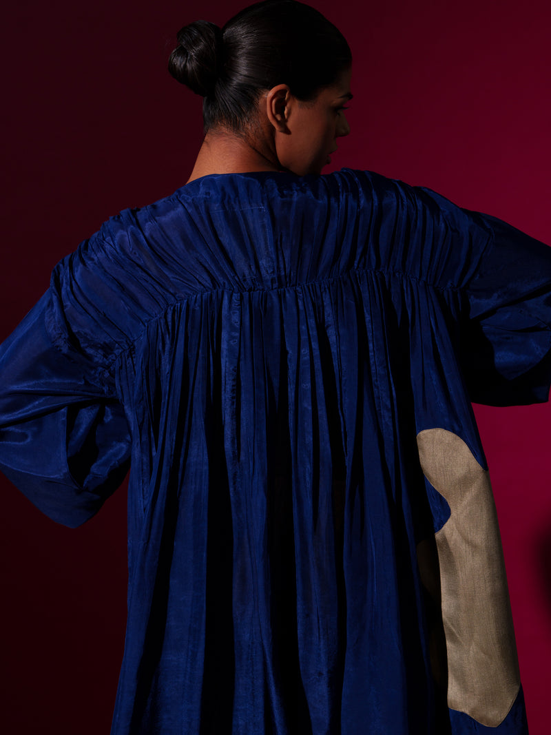Rose Dress-Blue + Grey mysore silk dresses by Stoique in blue, grey for women in Singapore