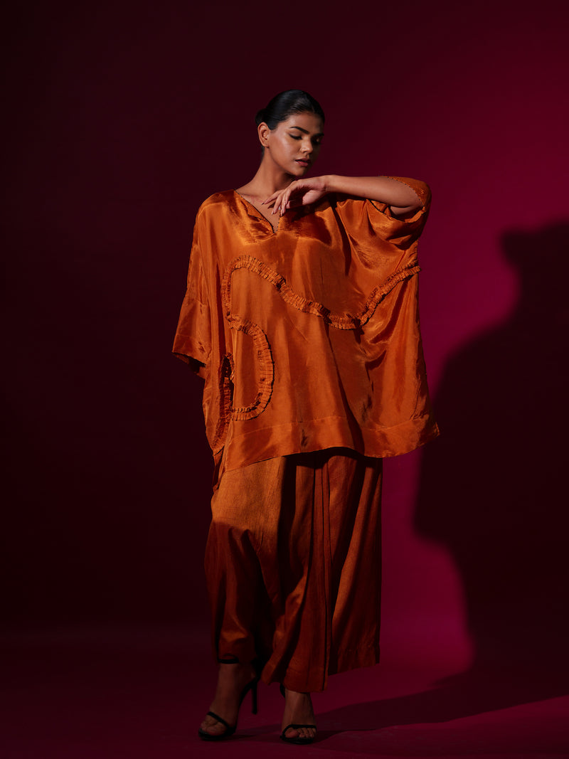 Flamingo Skirt-Rust orange mysore silk skirts by Stoique in rust orange for women in Singapore
