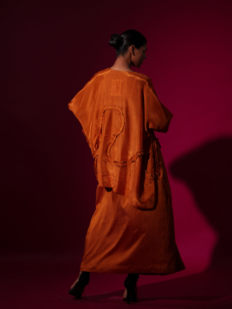 Flamingo Skirt-Rust orange mysore silk skirts by Stoique in rust orange for women in Singapore