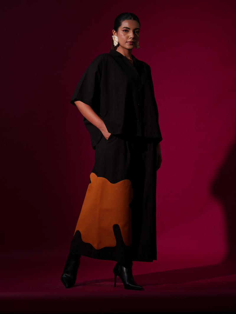 Gunpowder Shirt-Black + Rust Orange-Size XS